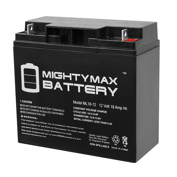 Mighty Max Battery ML18-12 - 12V 18AH Rechargable SLA Battery For Model 294391 ML18-1221159